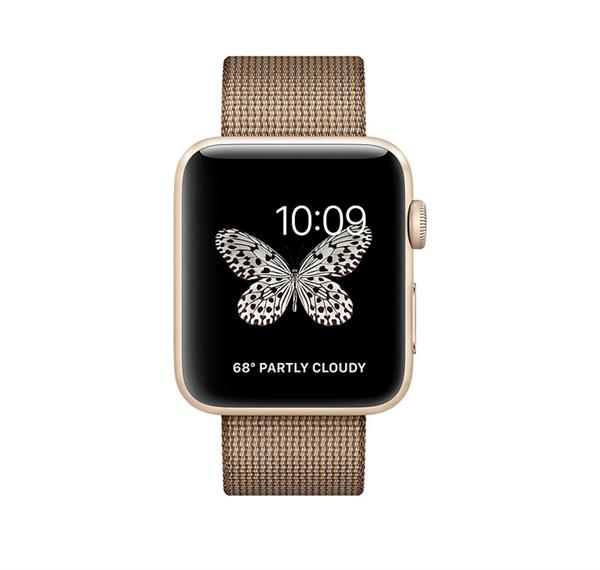 Apple Watch 42mm Series 2 Gold Aluminum Case with Toasted Coffee/Caramel Woven Nylon Band